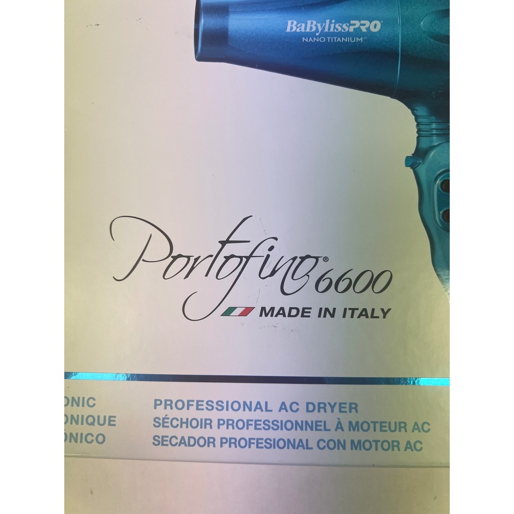 BaBylissPRO Hair Dryer Womens Blue Nano Titanium Portofino 6600 2000W Italy - Picture 3 of 7